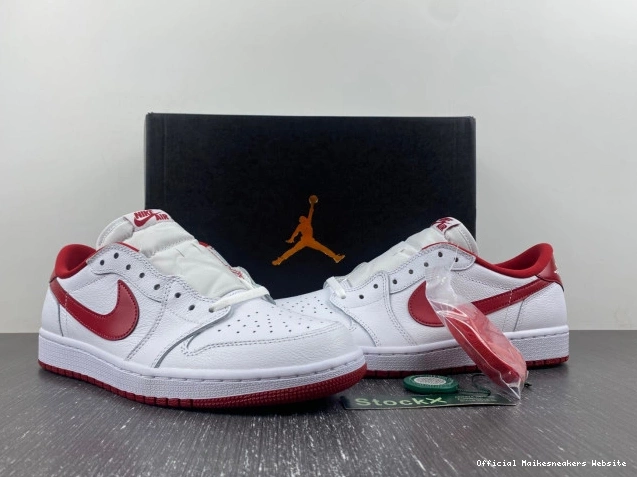 Official Maikesneakers Red Retro 1 Varsity Jordan White Low 705329-101 0729